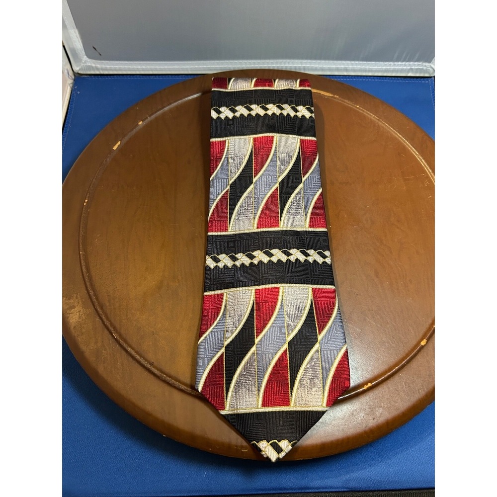 Watch It Blue‎ & Red Men's 100% Silk Tie Striped Necktie
